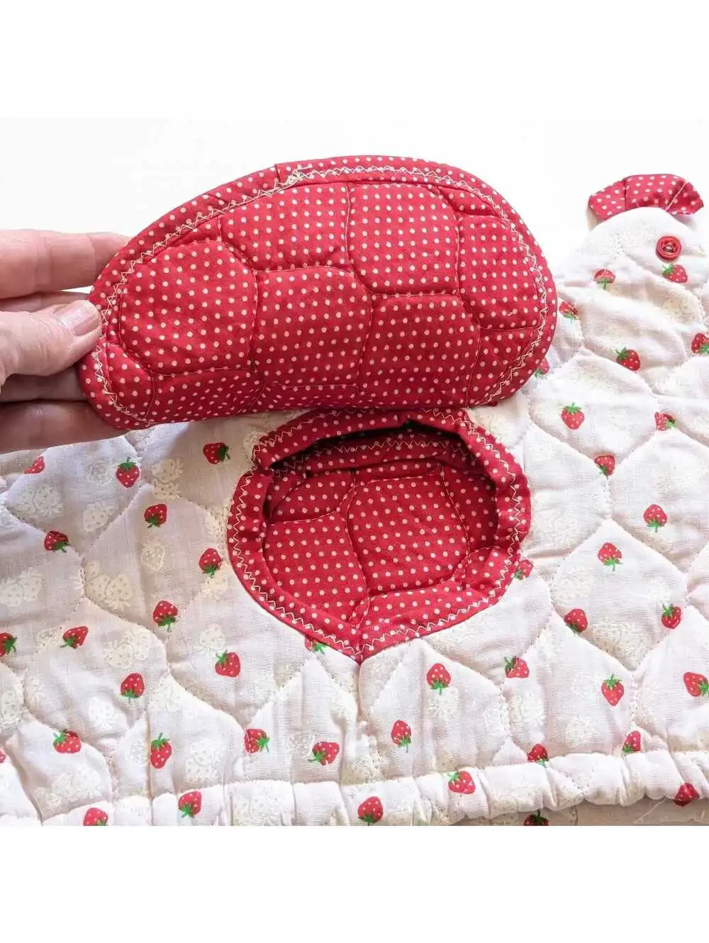 Vintage Handmade Tea Cozy and Coaster Set - Quilted Chicken Teapot Cover